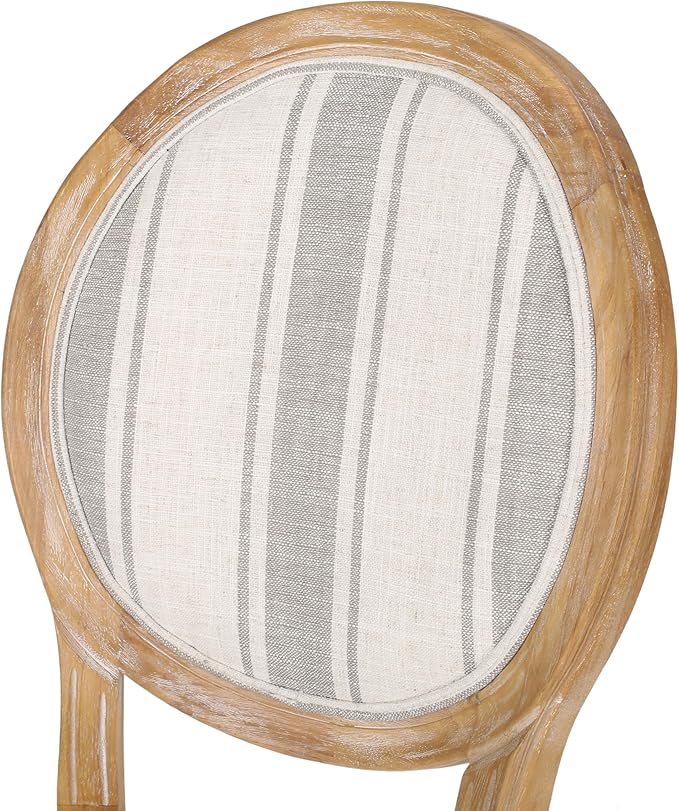 Phinnaeus Dining Chairs - Wood - Gray Stripes/Light Beige (Set of 2)
