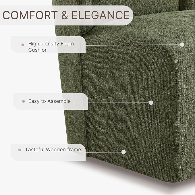 Upholstered Dining Chair with Casters Wingback Modern Side Armless Deskchair with Rollers for Diningroom Bedroom Livingroom Reading Room,Green,2 Box