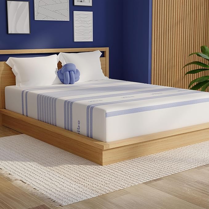 Vibe Gel Memory Foam Mattress, Fiberglass Free 8-Inch CertiPUR-US Certified Bed-in-a-Box, California King, White