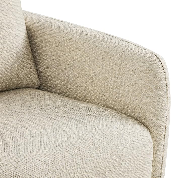 Modern Swivel Accent Chair, 360° Rotating Round Barrel Armchair with Performance Fabric Upholstery for Living Room, Bedroom, Office, Reading Nook, Set of 2,Oatmeal