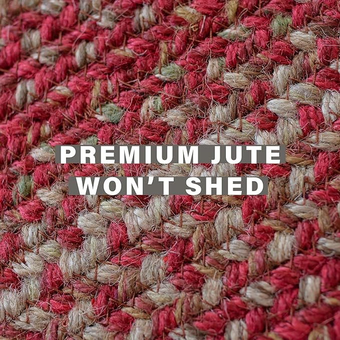 Homespice 2x3' Red Rect. Braided Rug. Apple Pie Red Jute Rug. Uses- Entryway, Kitchen Rugs, Bathroom Rugs. Reversible, Rustic, Country, Primitive, Farmhouse Decor Rug
