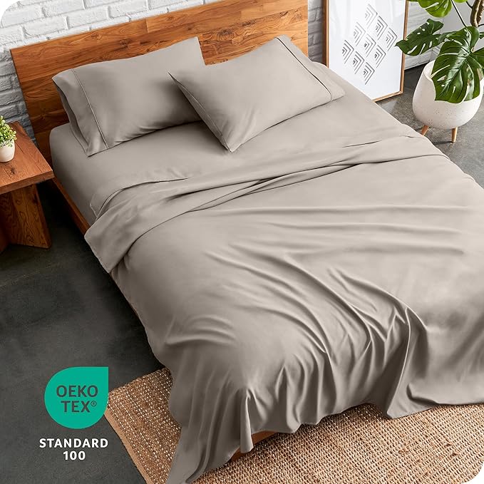 Bare Home Twin XL Sheet Set - 1800 Ultra-Soft Microfiber Twin Extra Long Bed Sheets - Double Brushed - Deep Pockets - Easy Fit - Extra Soft - 3 Piece Set - Bed Sheets & Pillowcases (Twin XL, Khaki)