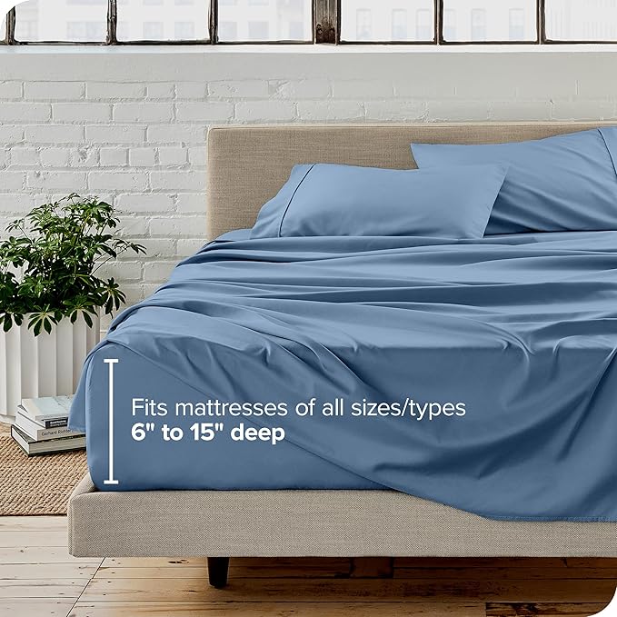 Bare Home Twin XL Sheet Set - College Dorm Size - Luxury 1800 Ultra-Soft Microfiber Twin Extra Long Bed Sheets - Deep Pockets - Easy Fit - Extra Soft - 3 Piece Set - Bed Sheets (Twin XL, Coronet Blue)