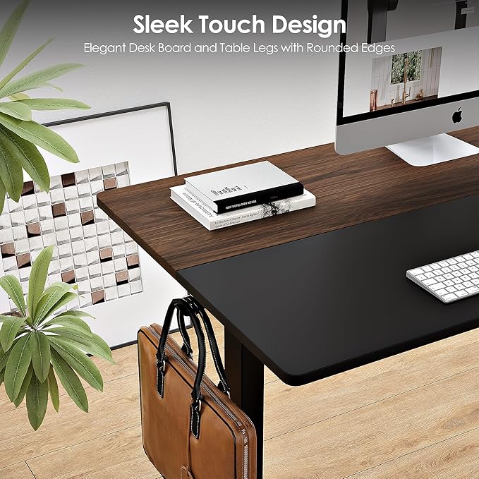 Monomi Electric Height Adjustable Standing Desk, 48x24 Inches, Ergonomic Home Office Sit/Stand Up Desk (Black Steel Frame/Black Top)
