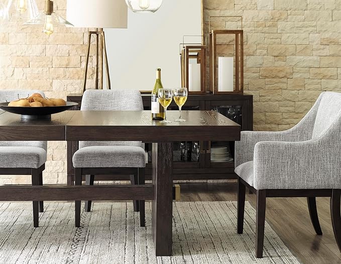 Signature Design by Ashley Burkhaus Traditional Dining Upholstered Arm Chair, 2 Count, Gray & Dark Brown
