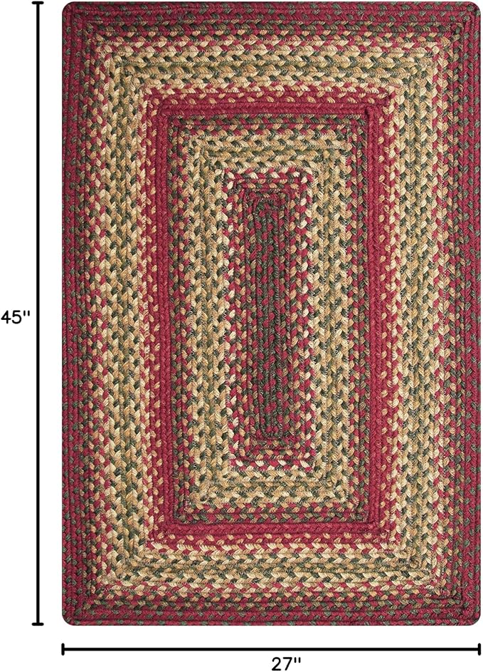 Cider Barn Cranberry Red Small Braided Rug, Jute, 27"x45" Rectangle - Perfect Country Rustic Decor for Entryway, Bathroom, Everywhere