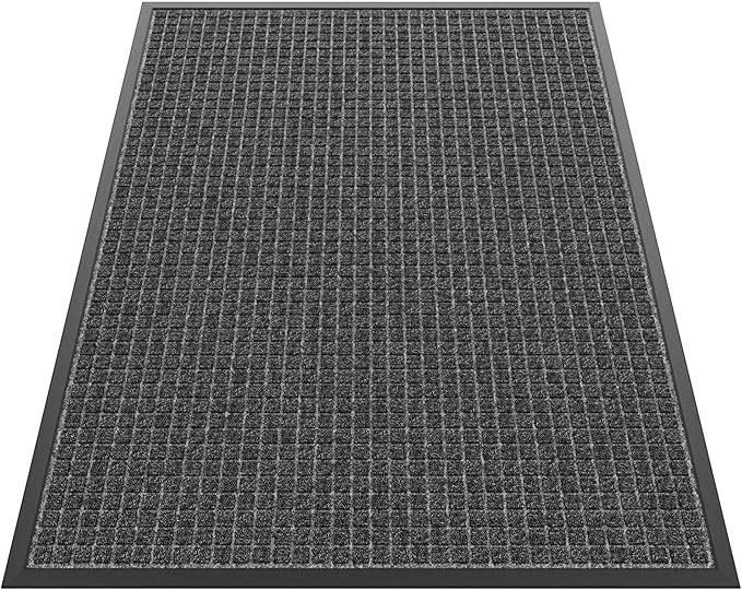 Sturdy Front Door Mat Outside Entrance, 4' x 3' All-Season All-Weather Doormat Waterproof, Stain and Fade Resistant, Natural Rubber Indoor Outdoor Welcome Door Mat Trap Dirt