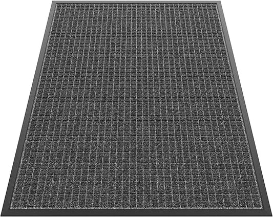 Sturdy Front Door Mat Outside Entrance, 4' x 3' All-Season All-Weather Doormat Waterproof, Stain and Fade Resistant, Natural Rubber Indoor Outdoor Welcome Door Mat Trap Dirt