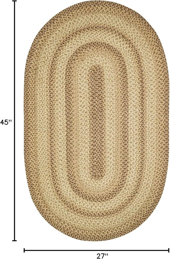 Homespice Cookie Dough Jute Braided Kitchen Rugs 27x45 - Country Style Small Brown Rug for Rustic Decor