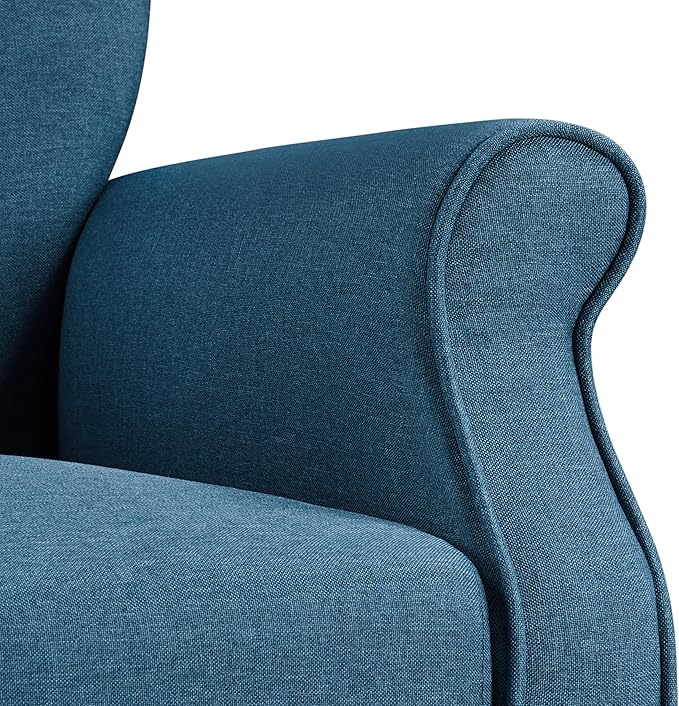 Yaheetech Modern Armchair, Mid Century Accent Chair with Sturdy Wood Legs and High Back for Small Space, Upholstered Fabric Sofa Club Chair for Living Room/Bedroom/Office, Navy Blue