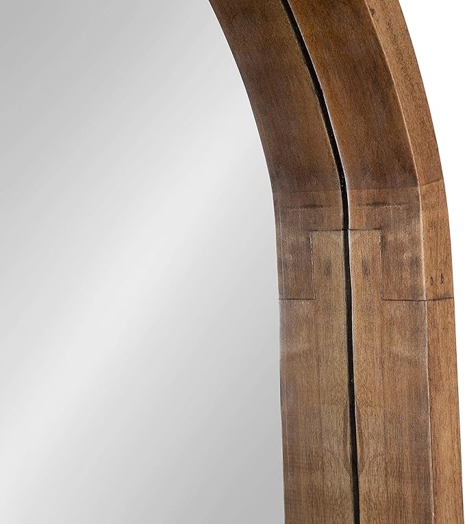 Kate and Laurel Hutton Rustic Modern Farmhouse Arch Mirror, 24" x 36", Natural Wood Finish