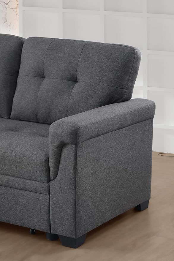 Ball & Cast L-Shape Reversible Sectional Sleeper Sofa Bed 4 in 1 Pull Out Couch with Storage Chaise & Removable Back Cushions,Convertible Sleeper Corner Couch Pull-Out Sofa Bed for Living Room,Office