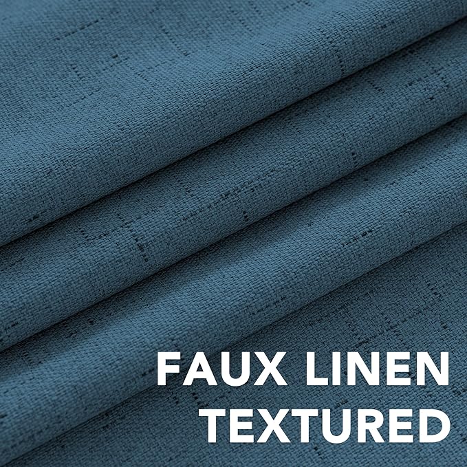 H.VERSAILTEX 100% Blackout Curtains for Bedroom Thermal Insulated Linen Textured Curtains Heat and Full Light Blocking Drapes Living Room Curtains 2 Panel Sets, Blue Sapphire, 52x63 Inch