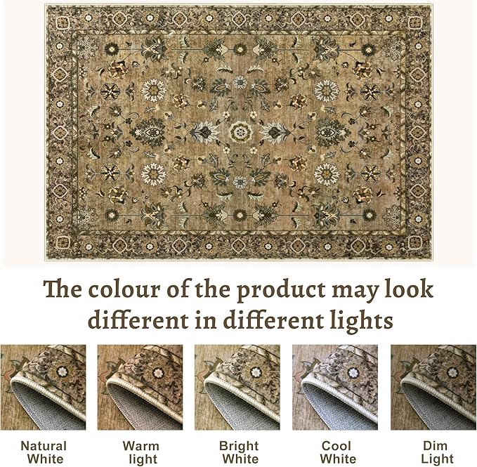 Tangsoo Floral Runner Rug 2x6 Washable Rug for Hallway, Non-Slip Vintage Boho for Entryway Indoor, Brown Print Carpet Runner Rugs, Soft Low Pile Long Runner for Kitchen Bedroom