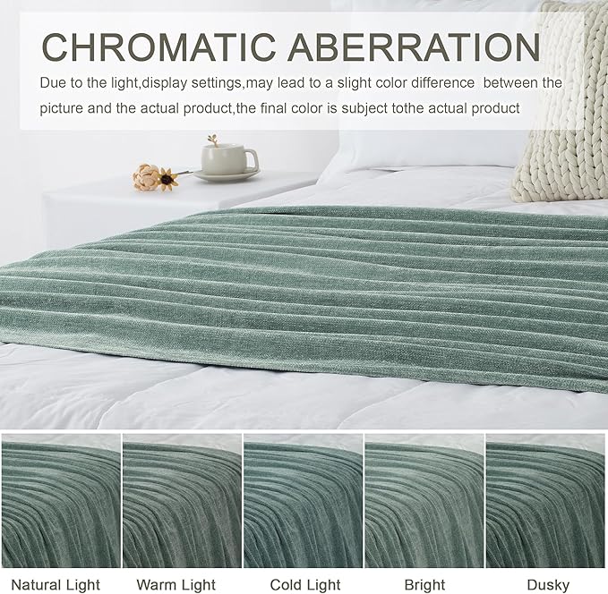 Chenille Throw Blanket for Couch 60"X 80" Twin, Soft Cozy Throws with Fringe Tassel for Bed Sofa Chair Cover, Lightweight Knitted Decorative Boho Blankets for Living Room, Sage Green