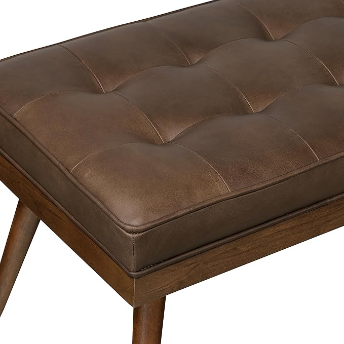POLY & BARK Napa Luca Leather Bench in Cocoa Brown