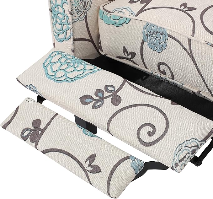 Christopher Knight Home Dufour White and Blue Floral Fabric Recliner 26.75D x 34W x 36.25H in