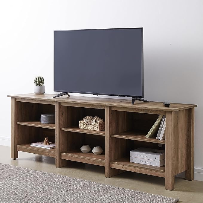 ROCKPOINT 70inch TV Stand Storage Media Console Entertainment Center, Rustic Oak