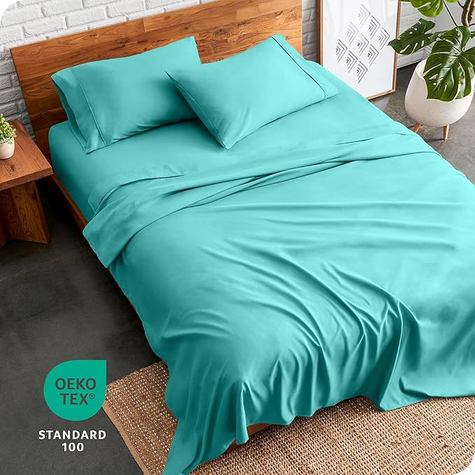 Bare Home Split King Sheet Set - 1800 Ultra-Soft Microfiber Bed Sheets - Double Brushed - Deep Pockets - Easy Fit - 5 Piece Set - Bed Sheets & Pillowcases (Split King, Turquoise)