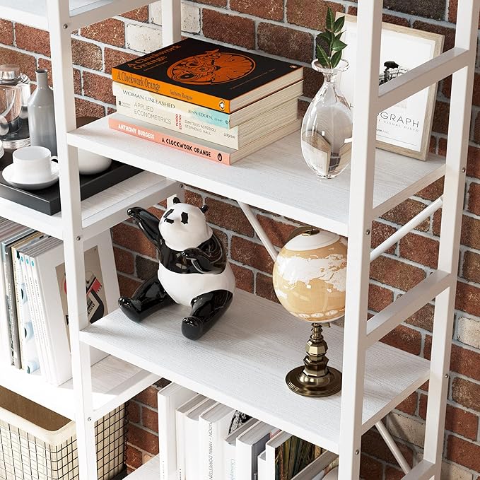 IRONCK Bookcases and Bookshelves Triple Wide 5 Tiers Industrial Bookshelf, Large Etagere Bookshelf Open Display Shelves with Metal Frame for Living Room Bedroom Home Office