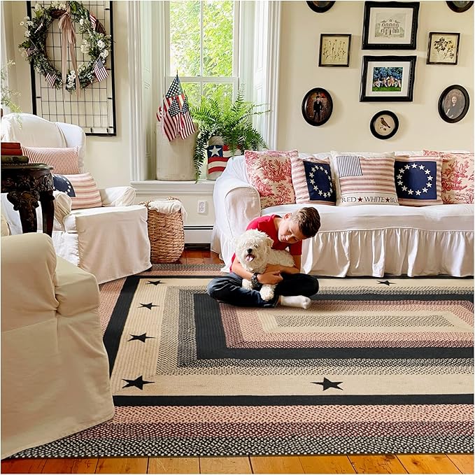 Homespice Gloucester Jute Black 8x10' Braided Area Rug for Living Room, Bedroom and Dining Room. Pet Friendly. Decor Styles- Farmhouse Rug, Rustic, Vintage, Cottage, Primitive, Country, Boho Rug