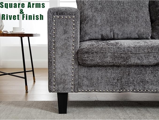 Ball & Cast 104.5" L Shaped Sectional Couch with Storage Ottoman, Chenille Upholstered 5 Seat Modular Sofa with Reversible Chaise for Living Room, Easy Assembly, Gray