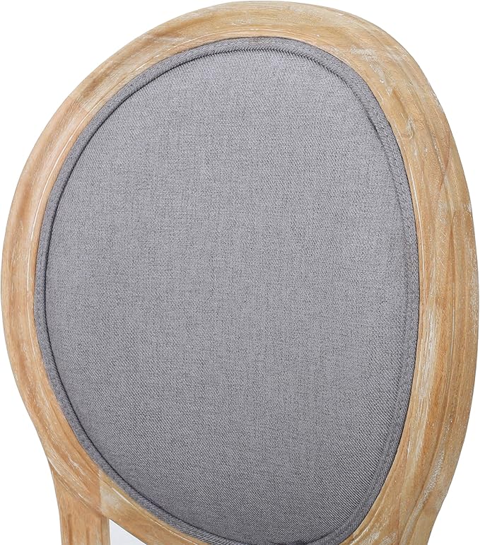 GDFStudio Hedwig French Country Fabric Dining Chairs (Set of 4), Light Gray + Natural
