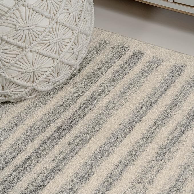JONATHAN Y Khalil Modern Berber Stripe Cream/Gray Indoor Area Rug, 3x5, Contemporary, Bohemian, Easy-Cleaning for Living Room, Bedroom, Kitchen, Pet Friendly, Non-Shedding (MOH207C-3)