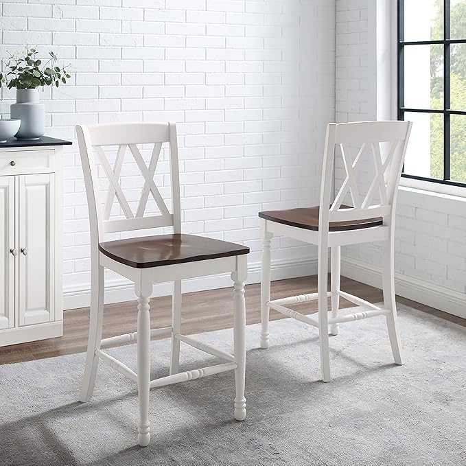 Crosley Furniture Shelby Wood X Back Counter Height Bar Stools Set of 2