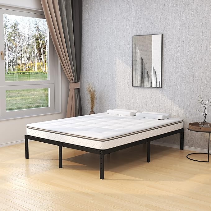 16 Inch California King Bed Frames No Box Spring Need, Platform Cal King Bed Frame with 14 Inch Storage, 3500 lbs Heavy Duty Metal Slats Support, Easy Assembly Mattress Foundation
