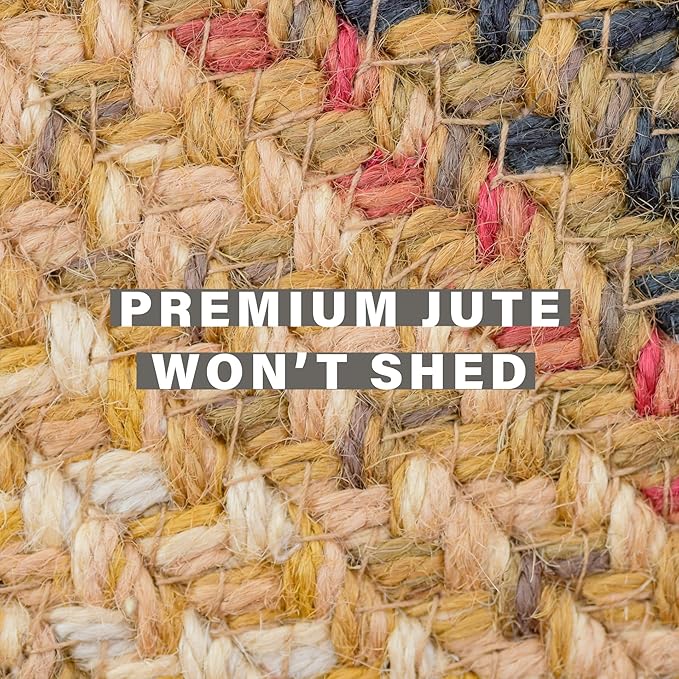 Homespice Russet Multi Color Jute Braided Area Rugs, 8x10' Rectangle - Warm Country Decor, Perfect for Living Rooms and Bedrooms - Pet Friendly and Easy to Clean