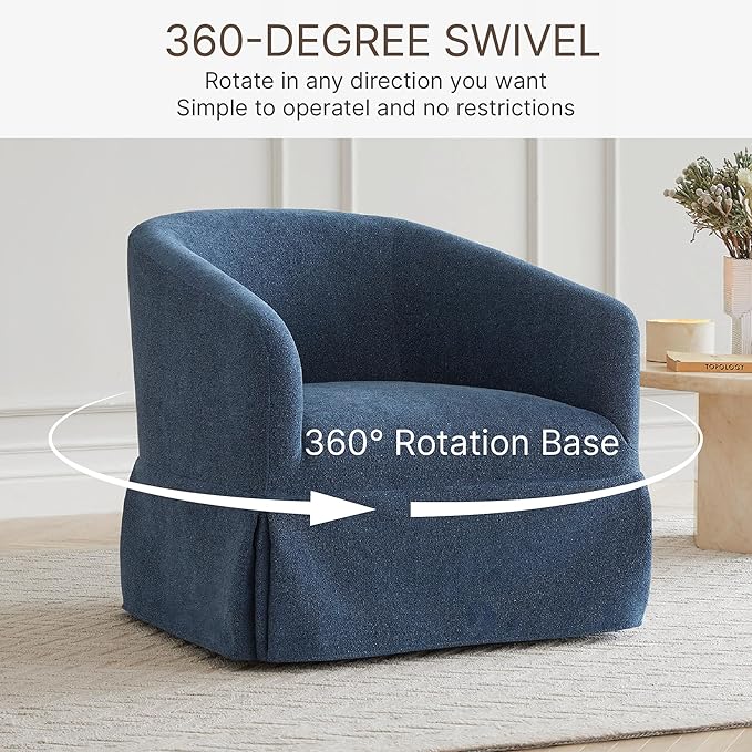 Swivel Accent Chair Set of 2, 360 Degree Performance Fabric Armchair Modern Barrel Chairs Armchair for Living Room Bedroom Home and Office,Blue