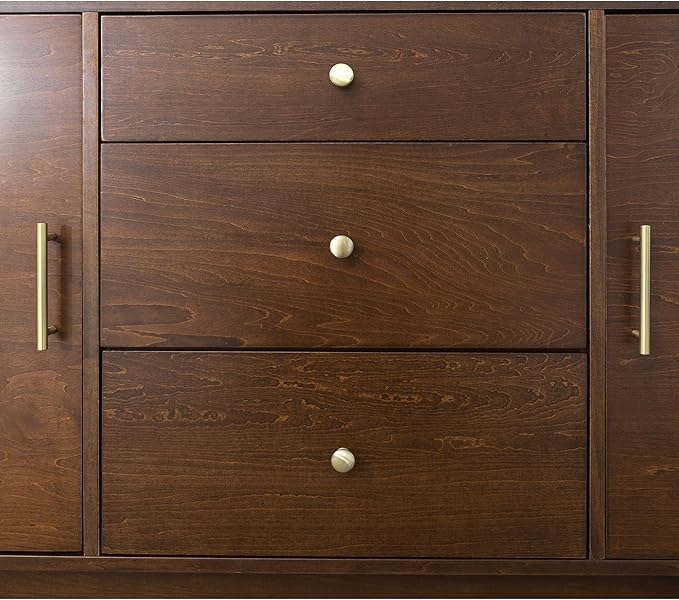 Walker Edison Mid Century Modern-TV Stand Console with 3 Drawers and Closed Cabinet Storage, 60", Walnut
