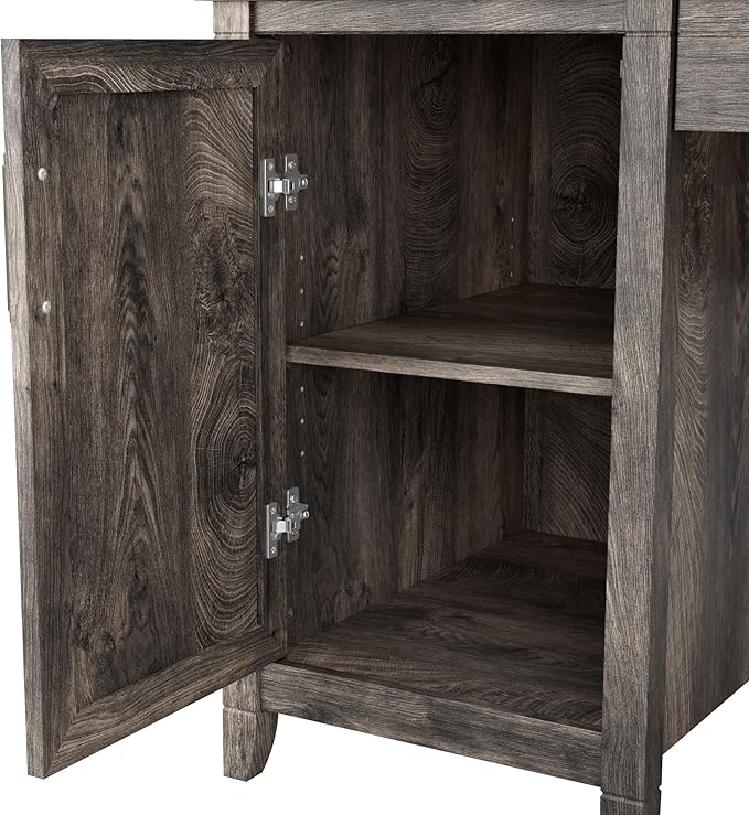 Bush Furniture Key West Computer Desk with Storage | Farmhouse PC Table for Home Office in Dark Gray Hickory | 54W x 24D