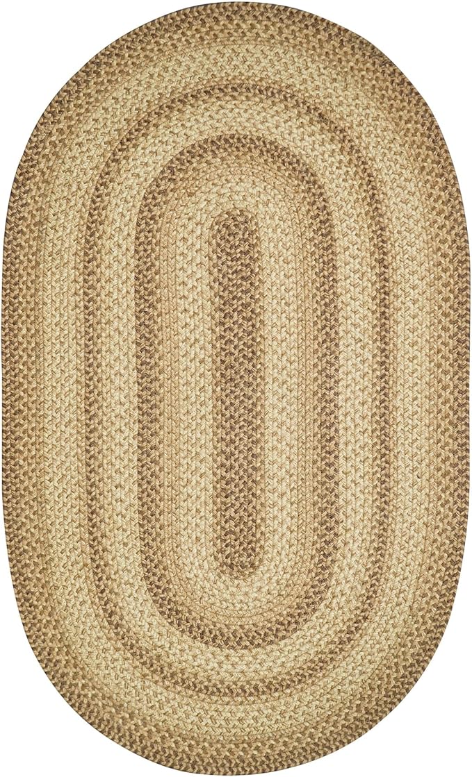 Homespice Cookie Dough Jute Braided Rug 5x8' - Rustic Country Rugs for Living Room and Bedroom for Farmhouse Decor