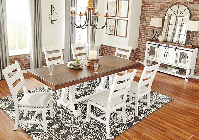 Signature Design by Ashley Valebeck Vintage Farmhouse Cushioned Dining Chair, 2 Count, Whitewash