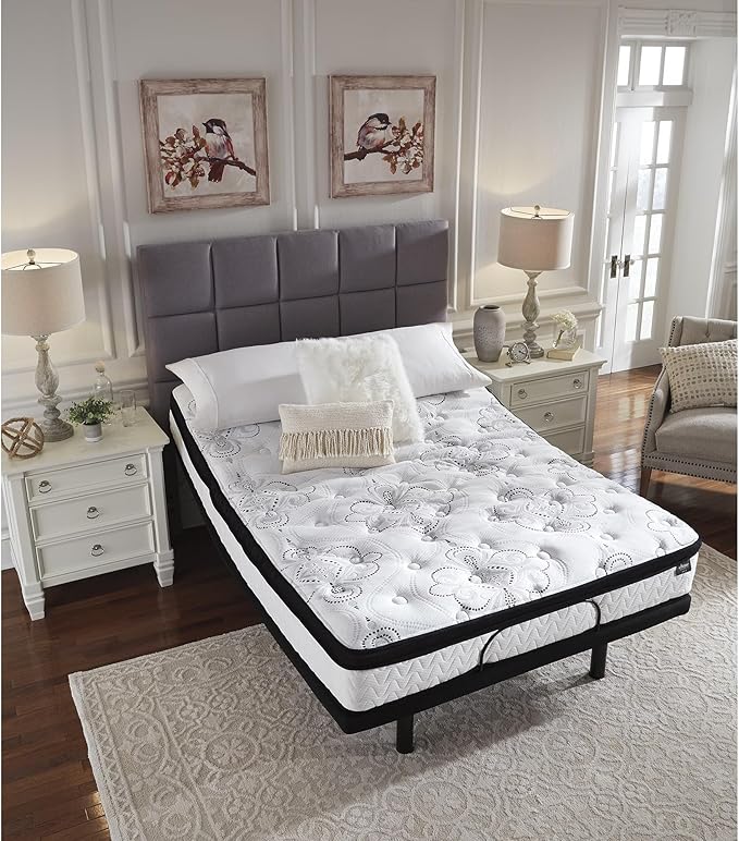 Signature Design by Ashley King Size Chime 12 Inch Medium Firm Hybrid Mattress with Cooling Gel Memory Foam for Pressure Relief, Fiberglass Free, Mattress In A Box