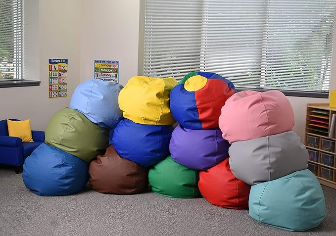 Children's Factory 35" Kids Bean Bag Chairs, Flexible Seating Classroom Furniture, Beanbag Ideal for Boy/Girl Toddler Daycare or Playroom, Rainbow