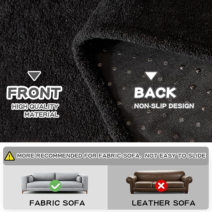 MYSKY HOME Black Couch Covers for Sectional Sofa, Couch Cover Couch Covers for Dogs Washable Couch Cover Blanket, Non Slip Sofa Slipcovers, Super Soft Sofa Towel for Kids, Pets, 91" x 118"