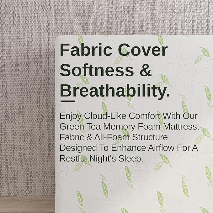 NapQueen Queen Size, 6 Inch Anula Green Tea Infused Memory Foam Mattress, Bed in a Box, CertiPUR-US Certified Mattress
