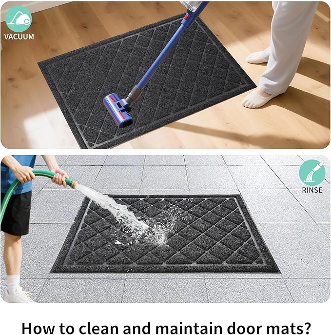 Front Door Mat Indoor Outdoor, 48" x 30" Non Slip Welcome Doormat for Entryway, Heavy Duty Low Profile Entrance Rug for High Traffic Areas, Patio, Outside Entry, Yard, Porch Waterproof