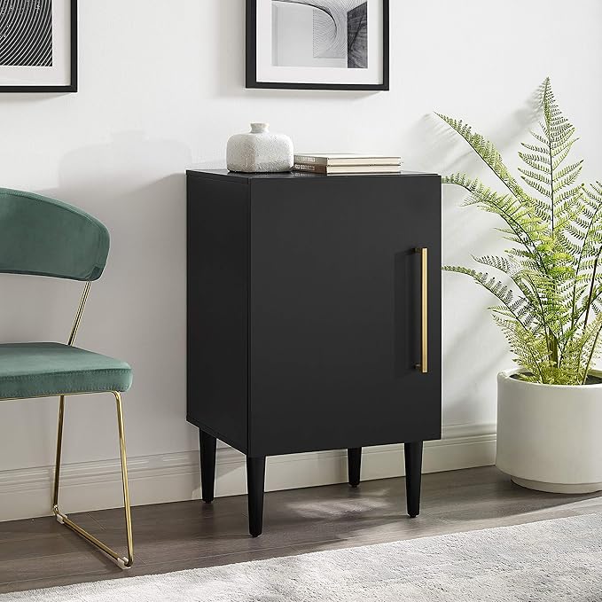 Crosley Furniture Everett Record Player Stand with Storage for Vinyl Records, Matte Black