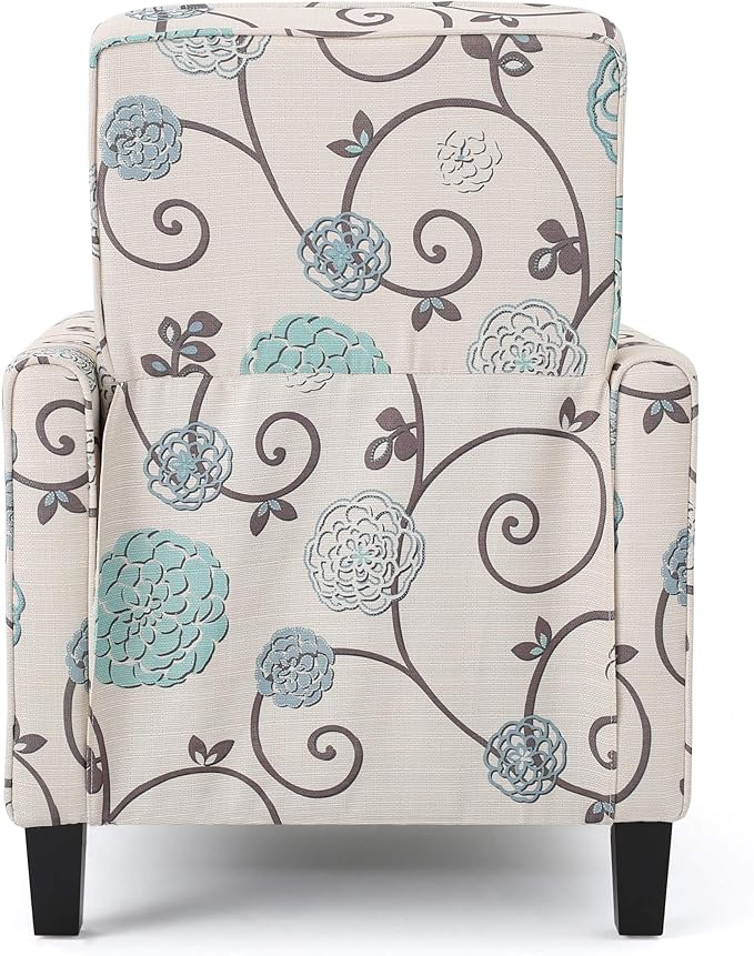 Christopher Knight Home Dufour White and Blue Floral Fabric Recliner 26.75D x 34W x 36.25H in