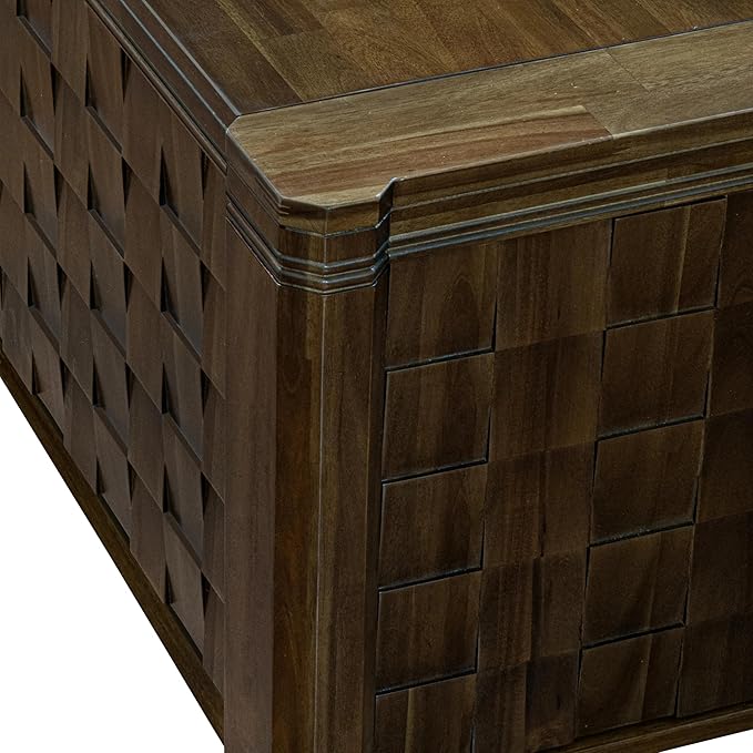 X12AS-0C8-27 - 14-Pc Dining Table Set contains an Extendable Rectangle Kitchen Table, 1 Coffee Table and 12 Polyester Fabric Dining Chairs, 39x120 Inch, Antique Walnut