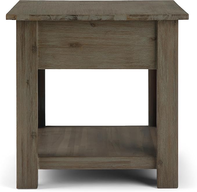 SIMPLIHOME Monroe SOLID ACACIA WOOD 22 inch Wide Square Rustic End Table in Distressed Grey for the Living Room and Bedroom