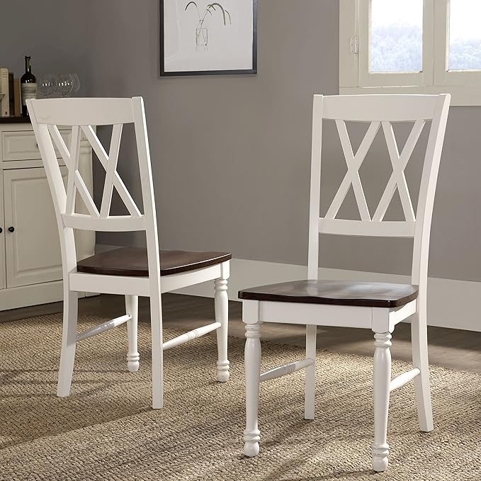 Crosley Furniture Shelby 5-Piece Traditional Dining Table Set for 4, Dinner Tables with Kitchen Chairs, Distressed White