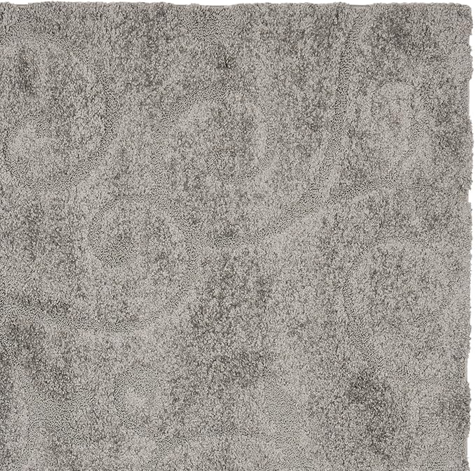SAFAVIEH Florida Shag Collection Area Rug - 6'7" Square, Grey, Scroll Design, Non-Shedding & Easy Care, 1.2-inch Thick Ideal for High Traffic Areas in Living Room, Bedroom (SG455-8013)