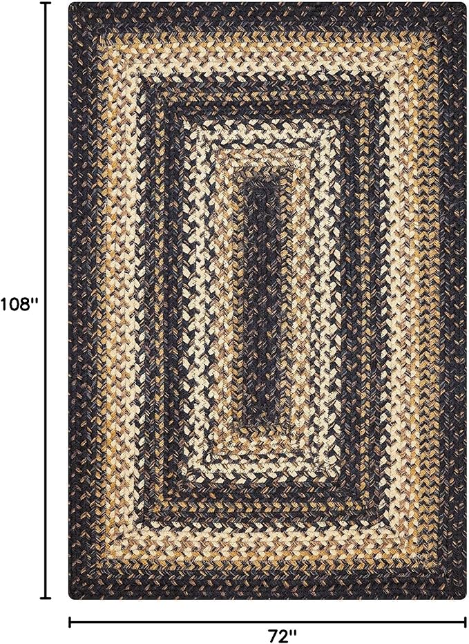 Homespice Kilimanjaro Premium Jute Braided Area Rug, 6' x 9' Rectangular Black and Brown, Reversible, Natural Jute Yarn Rustic, Country, Primitive, Farmhouse Style - 30 Day Risk Free Purchase
