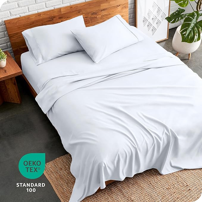 Bare Home Split Head Flex King Sheet Set - 1800 Ultra-Soft Microfiber Bed Sheets - Double Brushed - Deep Pockets - Easy Fit - 4 Piece Set - FlexTop King Bedding Sheets (Split Head Flex King, White)