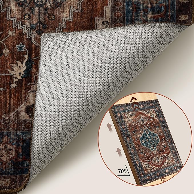 Tangsoo Washable Entryway Rugs 2x3 Vintage Non Slip Small Area Rug, Indoor Front Door Rug, Print Distressed Door Mat Indoor Entrance Soft Low Pile Throw Rug for Entry Kitchen Bedroom Bathroom